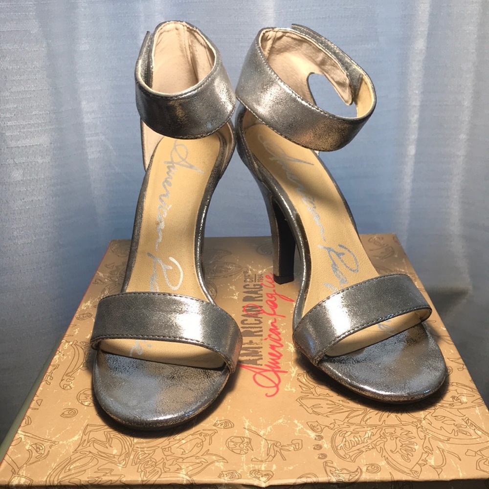 Silver strap heels